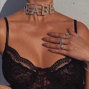“BABE” HOT CHOKER RHINESTONE BLING CHOKER NECKLACE